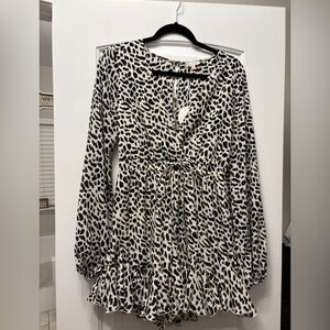 Leopard Print Long Sleeve Romper